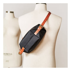 Canvas Leather Mens Fanny Pack Canvas Waist Bag Small Canvas Chest Bag for Men