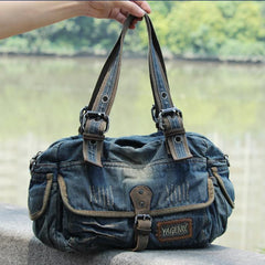 Denim Blue Mens Womens Large Shoulder Bag Handbag Blue Jean Messenger Bag For Men