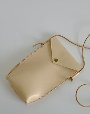 Handmade Leather Beige Womens Small Phone Crossbody Purse Shoulder Bag for Women