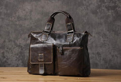 Handmade leather men Briefcase messenger vintage shoulder laptop bag vintage bag - EverHandmade