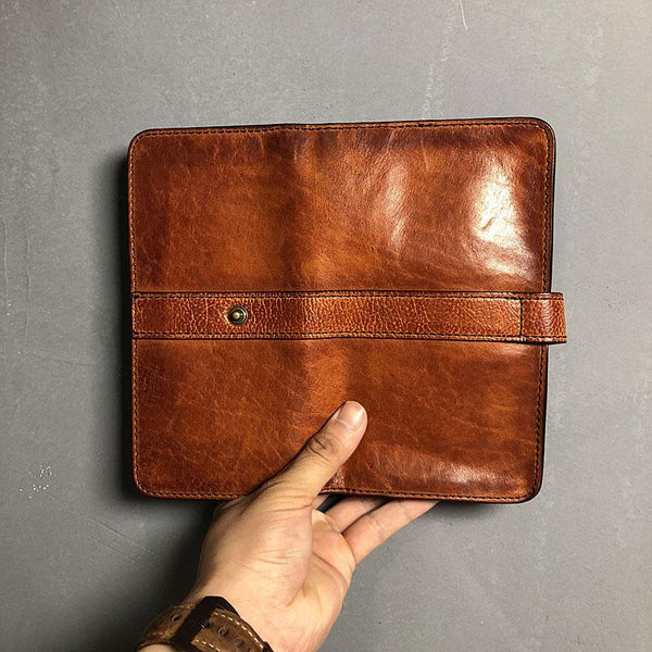 Handmade Genuine Leather Mens Cool Long Leather Wallet Biker Wallet Zipper Clutc YBL01981031