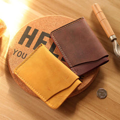 Handmade Dark Brown Leather Mens Card Holder Tan Card Holder Small Card Case For Men