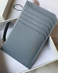 Cute Women Blue Leather Slim Card Holder Card Wallet Zipper Change Wallet For Women