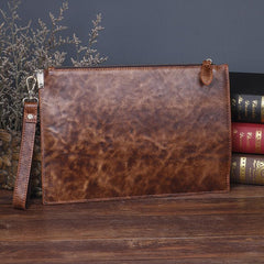 COOL MENS LEATHER ZIPPER LONG CLUTCH WALLETS ZIPPER VINTAGE Brown  Wristlet WALLET FOR MEN