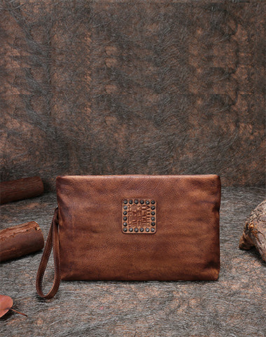 Handmade Womens Leather Large Wristlet Wallets Zip Clutch Purse Ladies Zipper Cl WW02691049