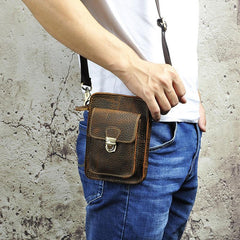 Cool Mens Small Leather Belt Pouch Holster Belt Case Waist Pouch Side Bag for Men