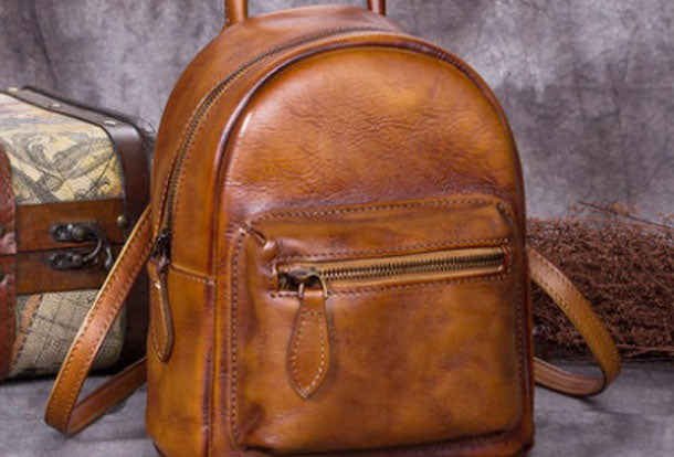Vintage Leather Womens Backpack Bag School Vintage Backpack Purse for Women