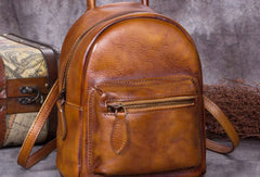 Vintage Leather Womens Backpack Bag School Vintage Backpack Purse for Women - EverHandmade