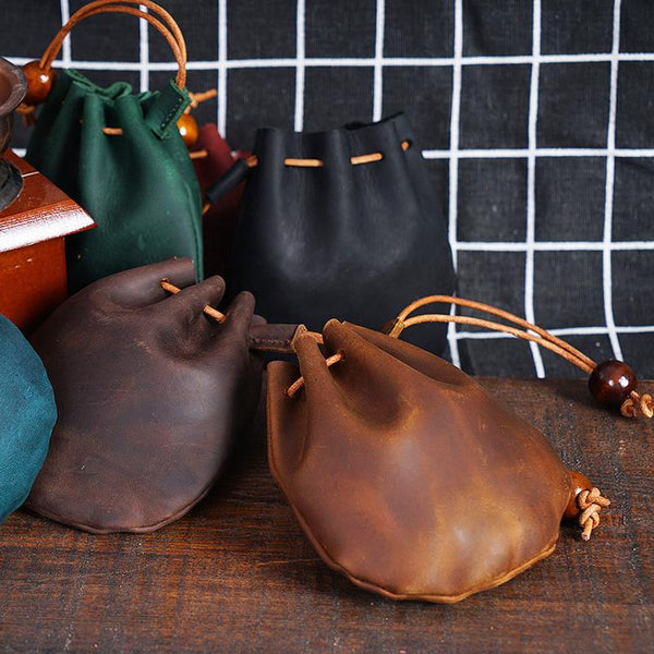 Black Women Mens Leather Coin Purse Coin - Back View