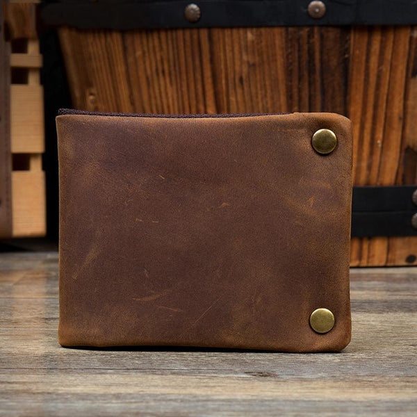Dark Brown Cool Leather Mens Bifold Thin Front Pocket billfold Wallet Black Slim MSG00981248
