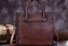Genuine Leather Handbag Vintage Handmade Shoulder Bag Crossbody Bag Purse For Women - EverHandmade