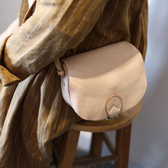 White Leather Crossbody Bag Saddle Bag Purse - Annie Jewel