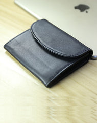 Women Black Leather Mini Billfold Wallet Cute Coin Wallets Slim Change Wallets For Women