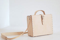 Handmade Leather briefcase small suitcase shoulder bag for crossbody bag - EverHandmade