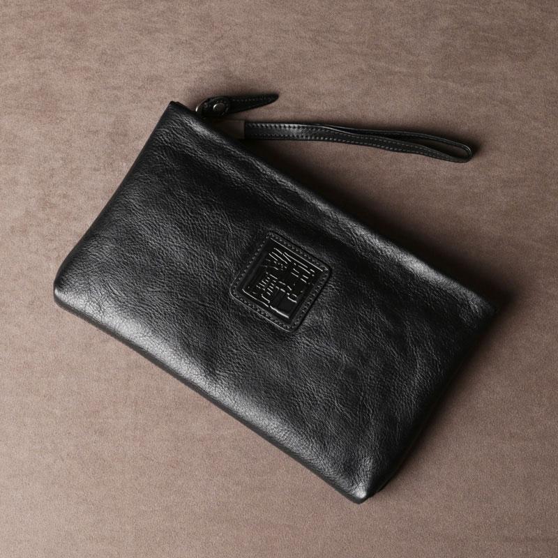 Cool Leather Mens Clutch Wallet Zipper Clutch Wallet Wristlet Wallet for Men
