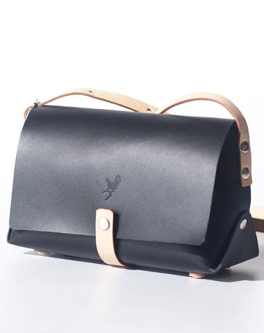 Handmade Leather Black Womens Small Cute Shoulder Purse Crossbody Bag for Women