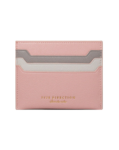 Minimalist Women Pink Vegan Leather Card Holders CONTRAST COLOR Small Card Wallet Slim Card Holder Credit Card Holder For Women