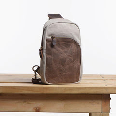 Cool Canvas Gray Mens Sling Bag Chest Bag One Shoulder Pack for men