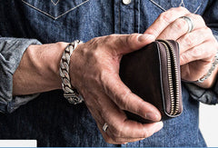 Genuine leather billfold wallet leather men billfold vintage wallet for men - EverHandmade