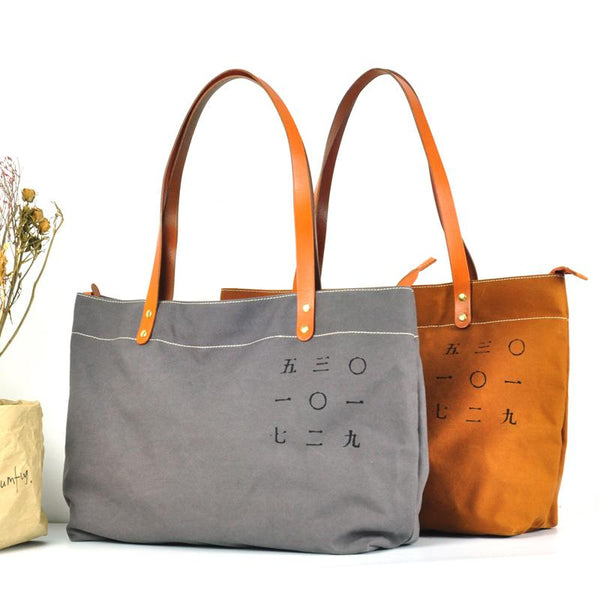 Vintage Canvas Leather Mens Womens Tote Shopping Bags Messenger Bag Tan Tote Han HF01891008