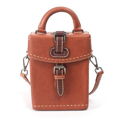 Small Leather Structured Shoulder Bag Square Crossbody Bag - Annie Jewel
