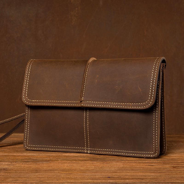 Cool Brown Mens long Wallet Wristlet Bag - Back View