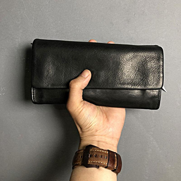 Handmade Genuine Leather Mens Clutch Cool Slim - Back View