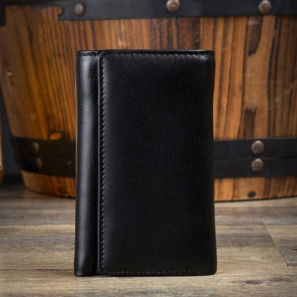 Black Cool Leather Mens Card Holder Trifold Key Wallet Key Holder For Men MSG00881210