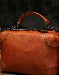 Small Fashion Leather Brown Red Box Handbag Shoulder Bag Cube Crossbody Purse For Women