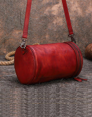 Vintage Black Gray Leather Womens Barrel Shoulder - Card Slots Detail