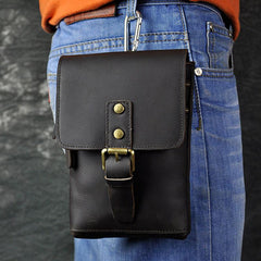 Mens Leather Small Side Bag  Waist Pouch COURIER BAG Holster Belt Case Belt Pouch for Men
