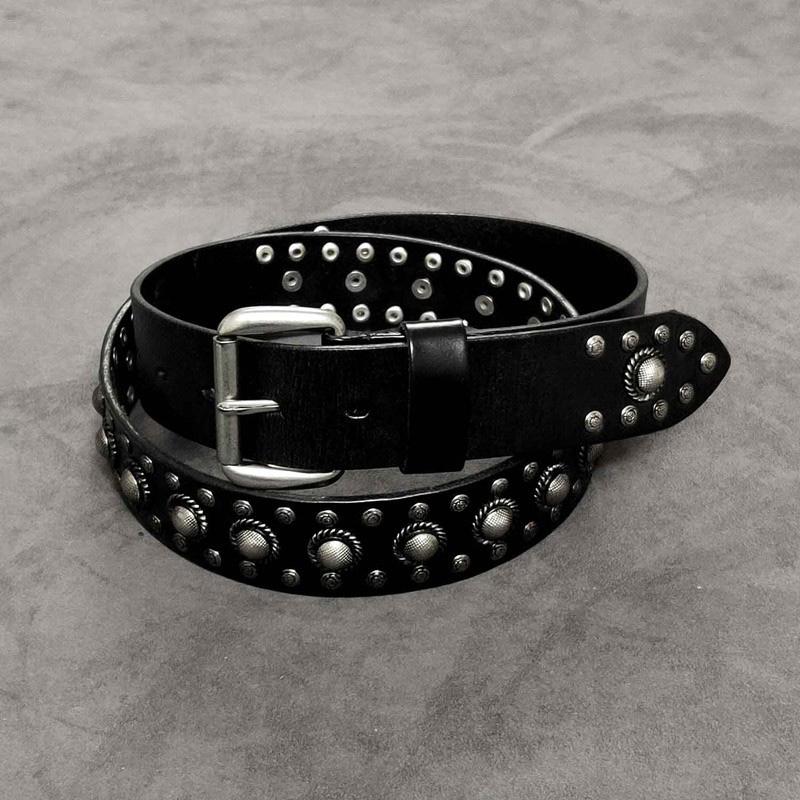 Badass Mens Leather Rock Punk Belt Motorcycle Belt Cool Rivet Leather Belt For Men