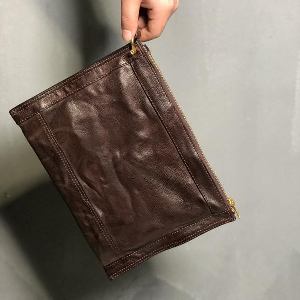 Handmade Leather Mens Small Envelope CLutch Bag - Back View