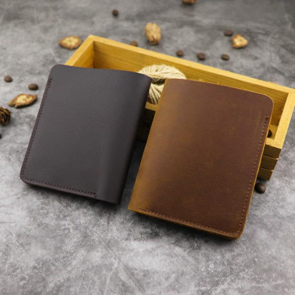 Cool Leather Mens Small Vertical Bifold Wallet billfold Wallet Horizontal Front FY00451083