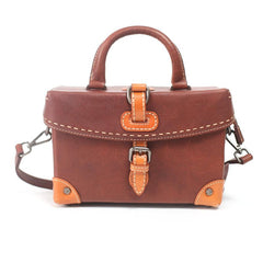 Brown Leather Satchel Purse Structured Shoulder Bag - Annie Jewel