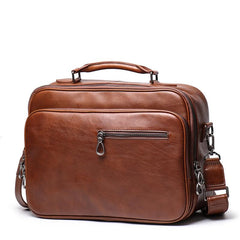 Fashion Brown Leather Men's Professional Briefcase 15‘’ Laptop Briefcase Business Handbag For Men