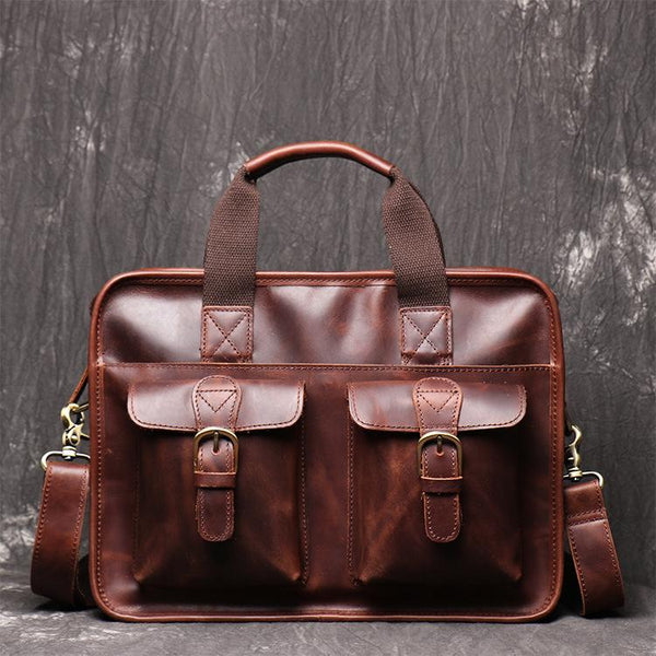 Red Brown Leather Mens 14 inches Large - Back View