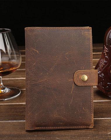 Cool Brown Vintage Mens Leather Long Wallet Bifold Long Wallet for Men