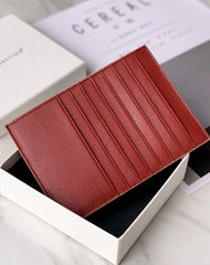 Women Red Leather Vertical Card Holder Wallet With Coin Pocket Slim Card Wallet For Women