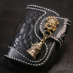 Handmade Leather billfold Mens Chain Biker Wallet Cool Boa Skin Wallet With Chain Wallets for Men