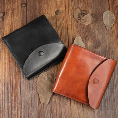 Handmade Mens Cool Black billfold Leather Wallet Men Trifold Brown Card Wallets for Men