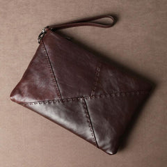 Leather Mens Clutch Cool Wallet Zipper Clutch Wristlet Wallet for Men