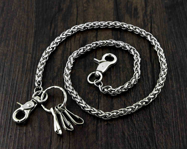 BADASS SILVER STAINLESS STEEL MENS KEY BIKER WALLET CHAIN CHAIN PANTS CHAIN WALL WG00191013
