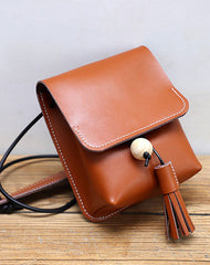 Cute Red LEATHER Small Side Bag Handmade WOMEN Phone Crossbody BAG Purse FOR WOMEN