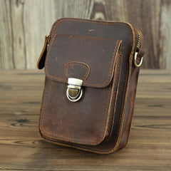 Brown Cool Leather Men Belt Pouch Vintage Coffee Waist Bag Belt Bag Hip Bag Mini Side Bag for Men