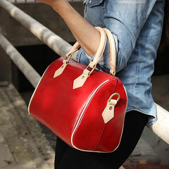 Leather Boston Handbags Purse - Annie Jewel