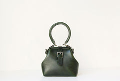 Handmade leather handbag Green doctor bag shoulder bag cossbody bag purse women