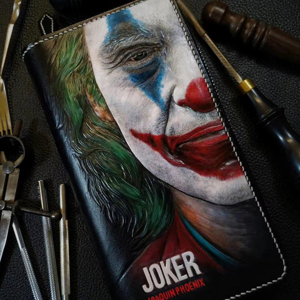 Badass Black Leather Men's Joker Long Biker - Back View