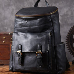 Cool Genuine Leather Mens Backpack Large Black Travel Backpack Hiking Backpack for men
