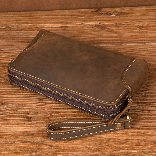 Cool Brown Mens long Wallet Wristlet Bag Clutch Wallet Envelope Wallet for Men MSG02281039